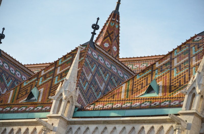 Zsolnay roof tiles on Matthias Church Budapest Jewish Walk